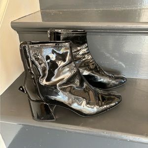 Bershka shiny Patent Black Booties